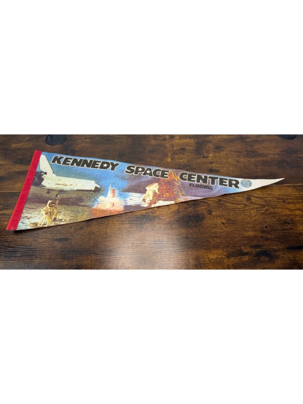 Vintage Kennedy Space Center Pennant Flag Florida Space Shuttle Astronaut Design